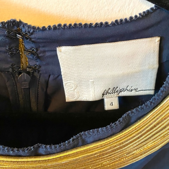 Phillip Lim navy blue dress with metallic collar.  Size 4 - Picture 2 of 4